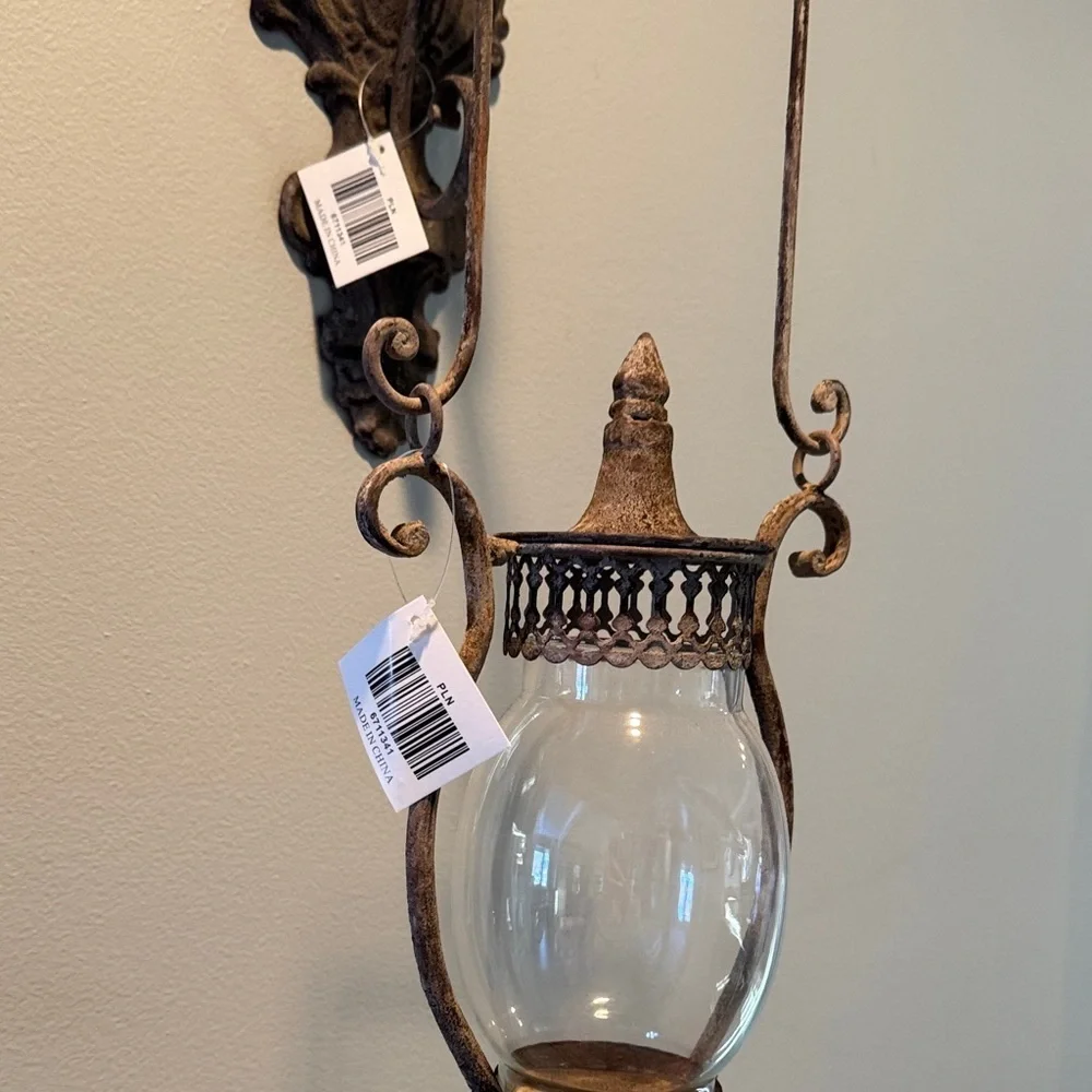 Rustic Brown Lantern Wall hanging lantern Accent  NWT